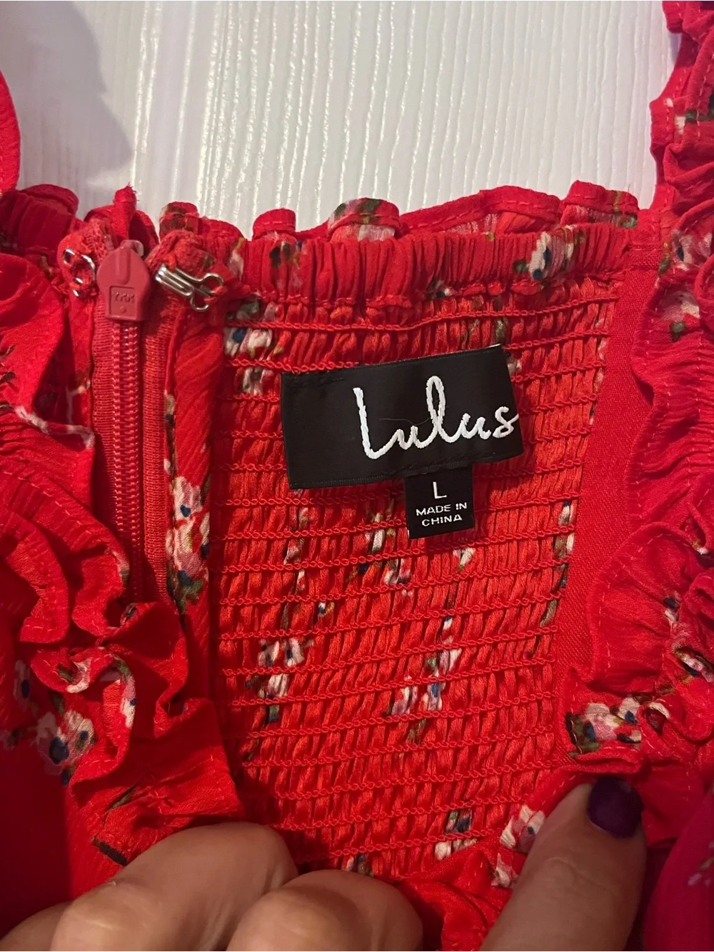 Lulu's Red Floral Ruffle-Strap Sundress - Picture 3 of 4